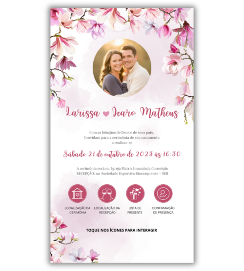 Convite de Casamento Digital - 1 Página (Interativo com foto)