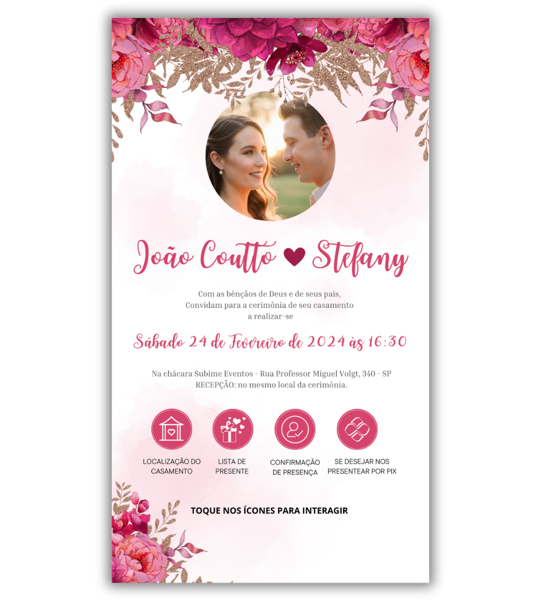 Convite de Casamento Digital - 1 Página (Interativo com foto) - Imagem 2