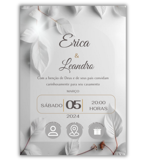 Convite de Casamento Digital - 1 Página (Interativo sem foto)