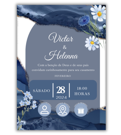 Convite de Casamento Digital - 1 Página (Interativo sem foto)