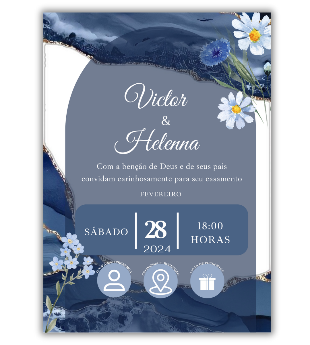 Convite de Casamento Digital - 1 Página (Interativo sem foto)
