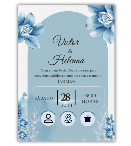 Convite de Casamento Digital - 1 Página (Interativo sem foto)