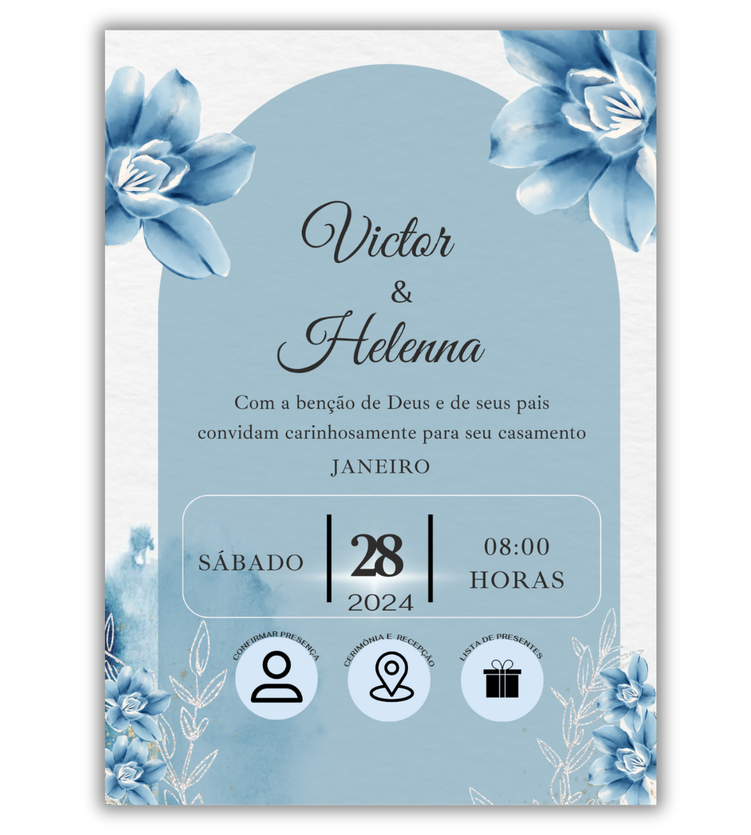 Convite de Casamento Digital - 1 Página (Interativo sem foto)