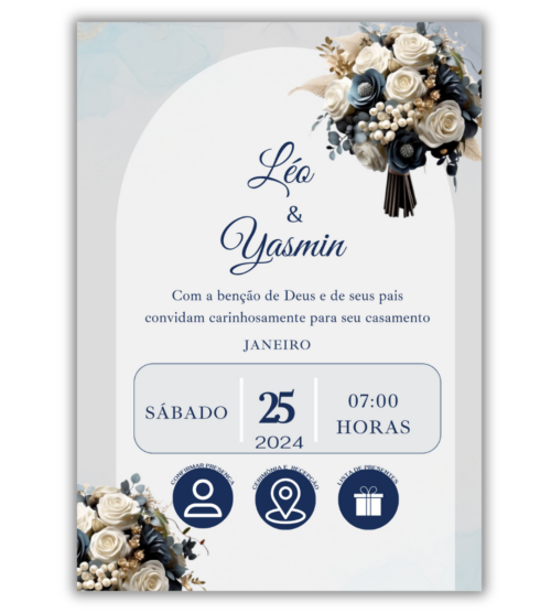 Convite de Casamento Digital - 1 Página (Interativo sem foto)