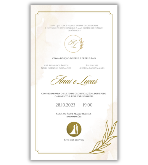 Convite de Casamento Digital - 1 Página (Interativo sem foto)