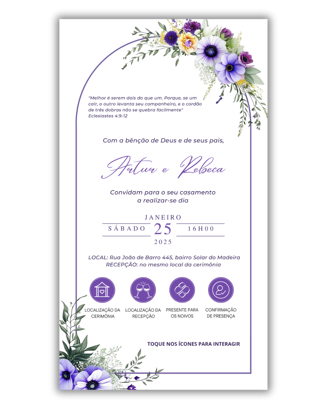 Convite de Casamento Digital – 1 Página (Interativo sem foto) - Imagem 4