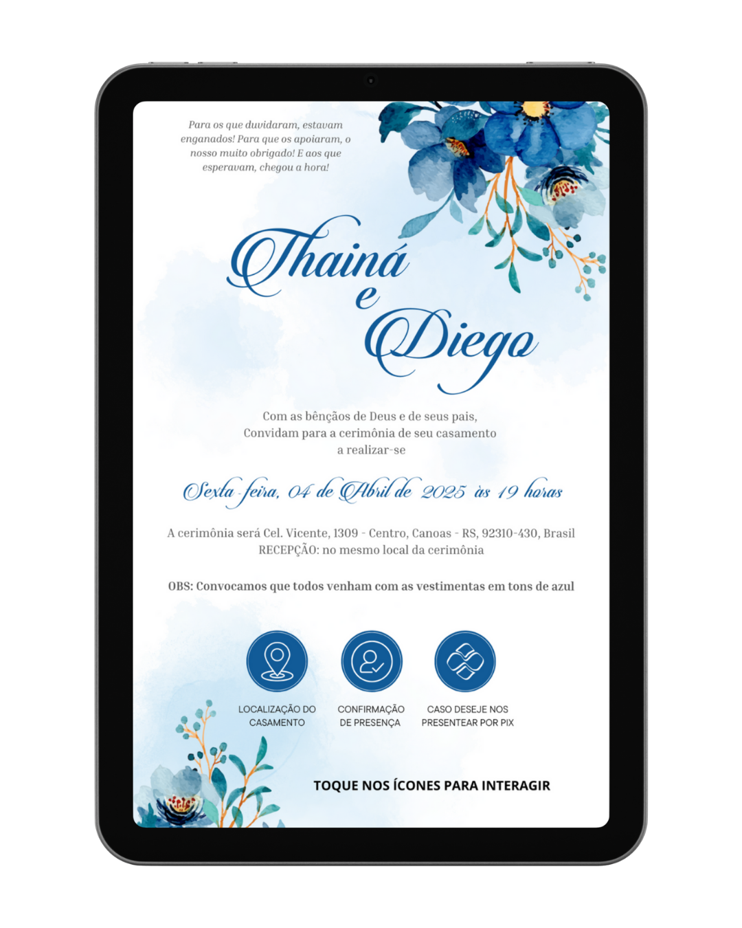 Convite de Casamento Digital - 1 Página (Interativo sem foto) - Imagem 3