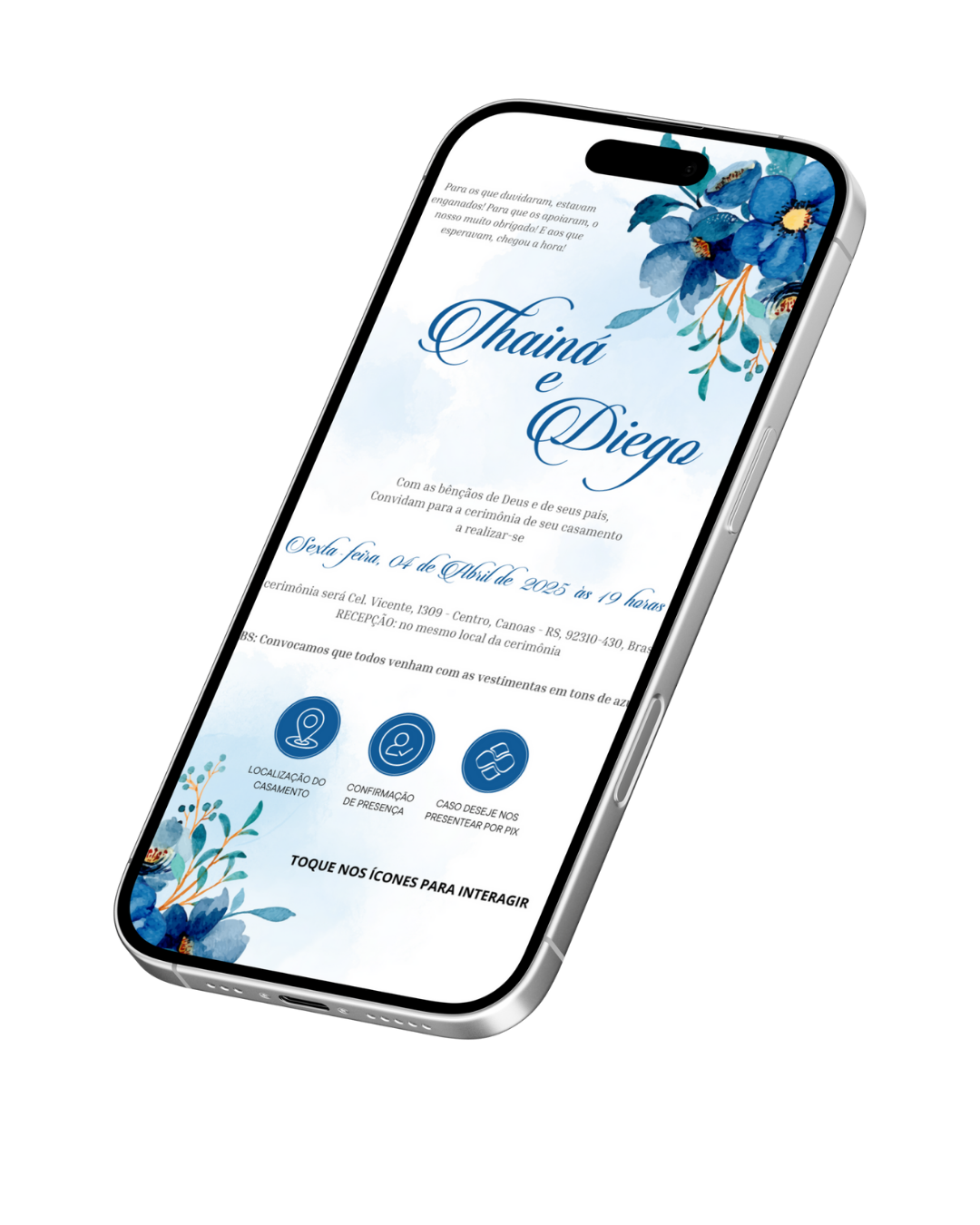 Convite de Casamento Digital - 1 Página (Interativo sem foto) - Imagem 2