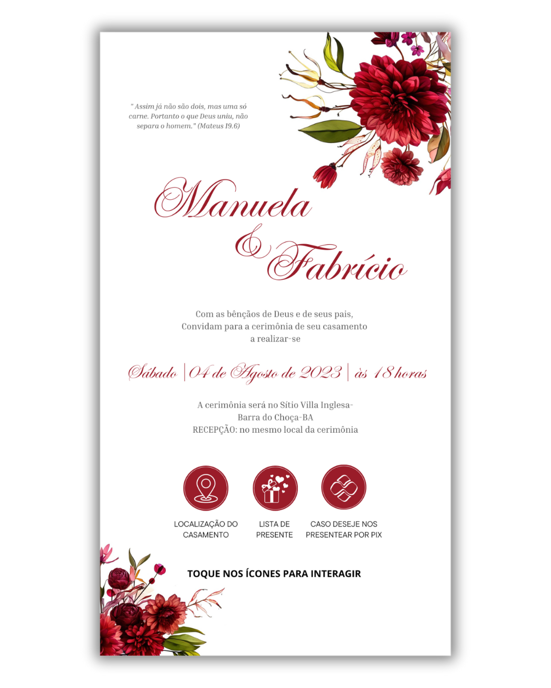 Convite de Casamento Digital - 1 Página (Interativo sem foto) - Imagem 4
