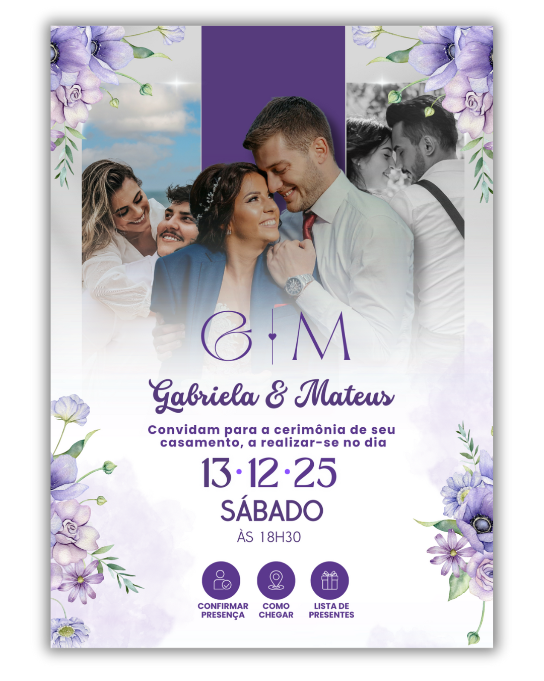 Convite de Casamento Digital - 1 Página (Interativo com foto)