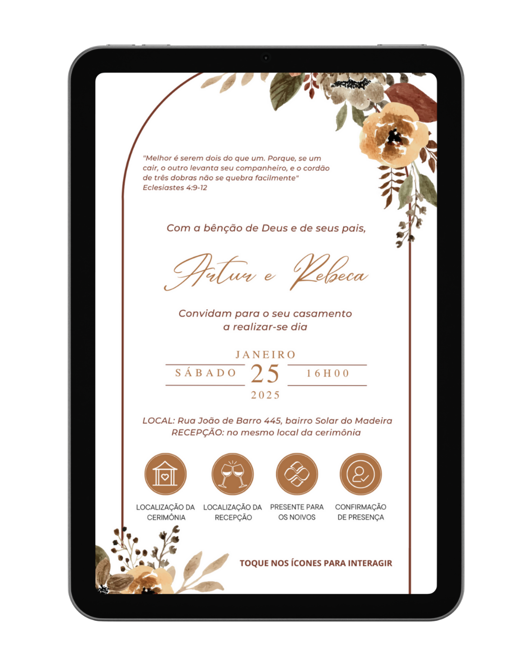 Convite de Casamento Digital – 1 Página (Interativo sem foto) - Imagem 2