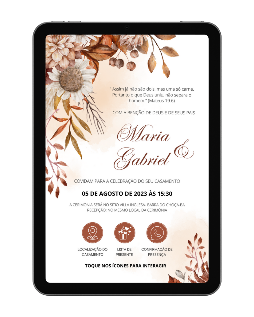 Convite de Casamento Digital - 1 Página (Interativo sem foto) - Imagem 2