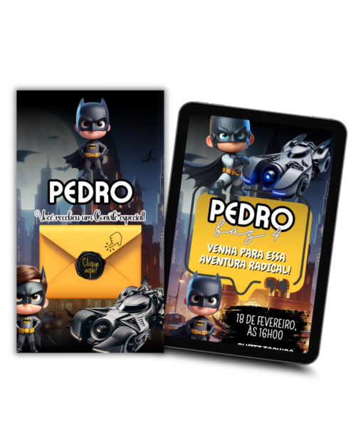 Convite Interativo com cartinha - Batman