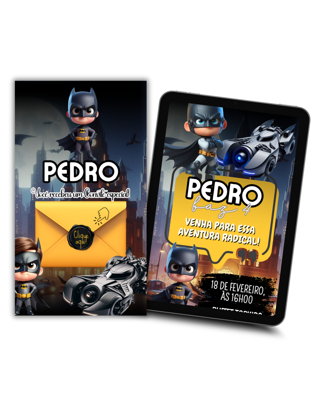 Convite Interativo com cartinha - Batman