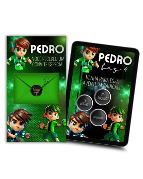 Convite Interativo com cartinha - Ben 10