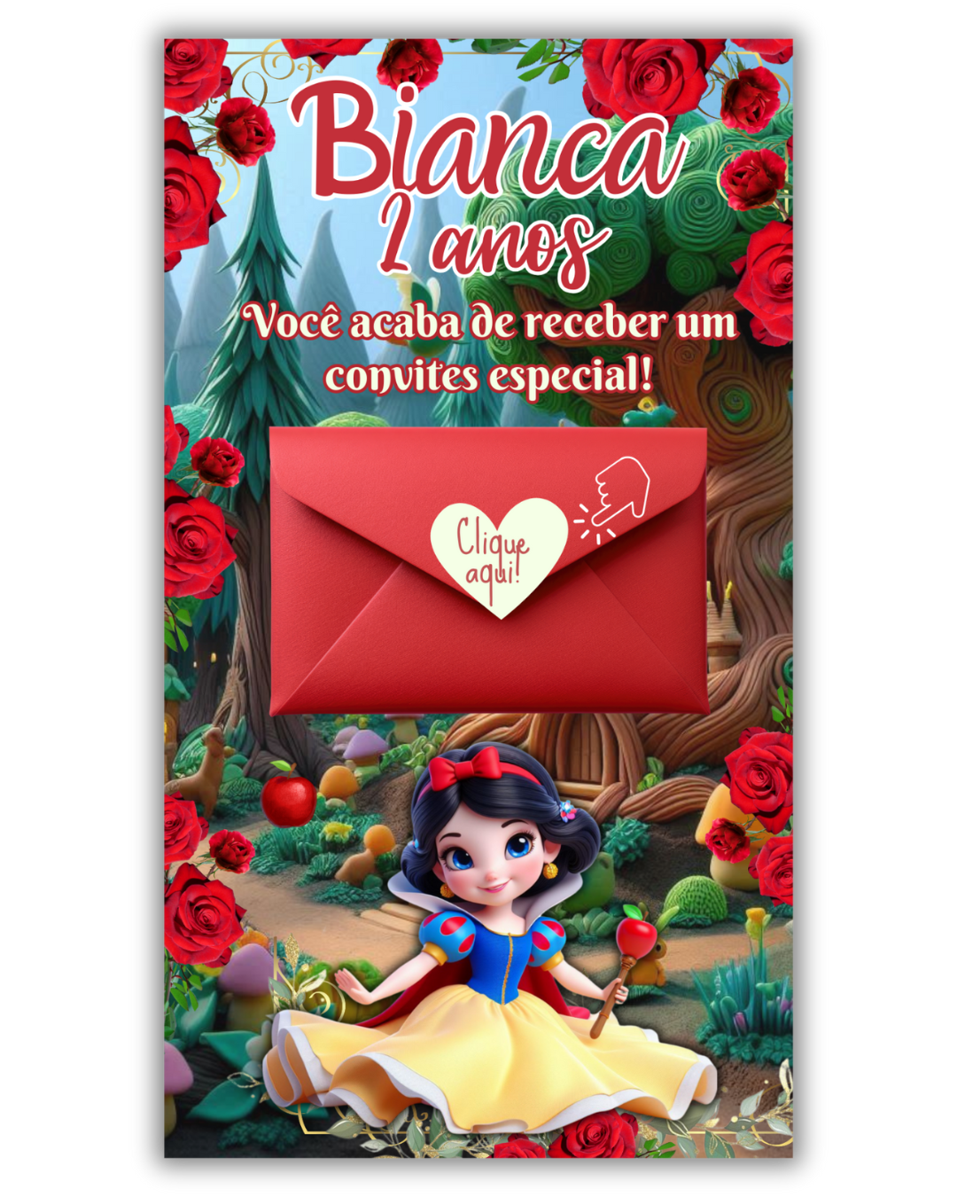 Convite Interativo com cartinha da Branca de Neve - Imagem 2