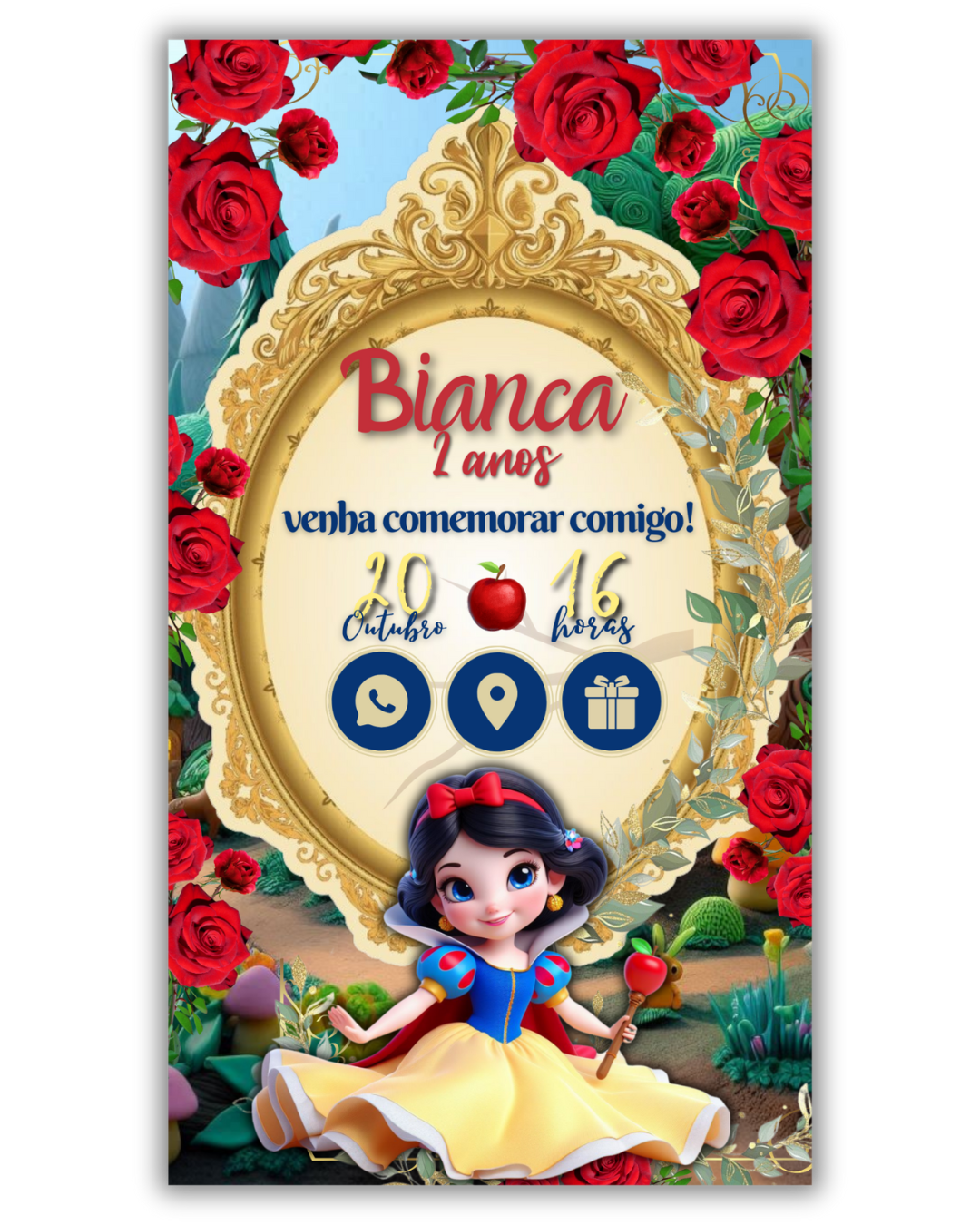 Convite Interativo com cartinha da Branca de Neve - Imagem 3